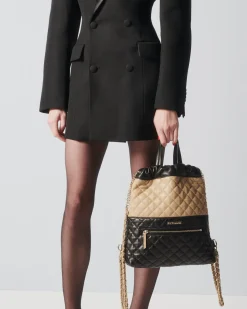 MZ Wallace MZW Exclusives|Crosby Audrey Backpack Black/CamelLeather