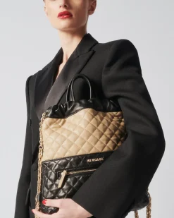 MZ Wallace MZW Exclusives|Crosby Audrey Backpack Black/CamelLeather