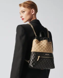MZ Wallace MZW Exclusives|Crosby Audrey Backpack Black/CamelLeather