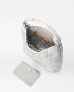 MZ Wallace Shoulders|MZW Exclusives|Large Woven Shoulder MatteSilver