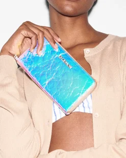 MZ Wallace Accessories|MZW Exclusives|Long Zip Round Wallet PinkOpalLeather