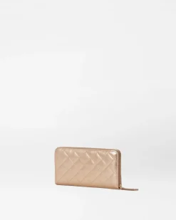 MZ Wallace MZW Exclusives|Accessories|Long Zip Round Wallet HoneyMetallicLeather