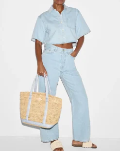 MZ Wallace Raffia|Totes|Medium Raffia Tote Raffia/Chambray