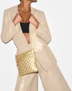 MZ Wallace Metro|Crossbody|Metro Flat Crossbody LightGoldPearlMetallic