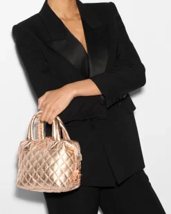 MZ Wallace Crossbody|Micro Sutton RoseGoldMetallicLeather