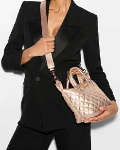 MZ Wallace Crossbody|Micro Sutton RoseGoldMetallicLeather