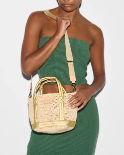 MZ Wallace Raffia|Totes|Mini Raffia Tote SequinRaffia/LightGoldPearlMetallic