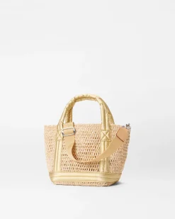 MZ Wallace Raffia|Totes|Mini Raffia Tote SequinRaffia/LightGoldPearlMetallic