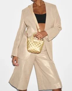 MZ Wallace Metro|Crossbody|Petite Metro Tote Deluxe LightGoldPearlMetallic