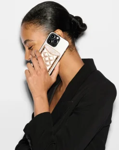 MZ Wallace Accessories|Phone Card Case RoseGoldMetallicLeather
