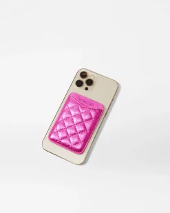 MZ Wallace Accessories|Phone Card Case HotPinkMetallicLeather