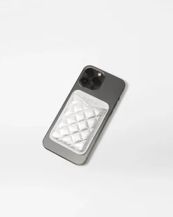 MZ Wallace Accessories|Phone Card Case SilverMetallicLeather