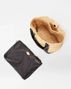 MZ Wallace Raffia|Totes|Small Raffia Tote Raffia/BlackLacquer