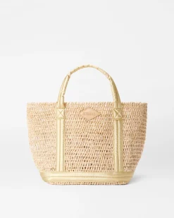 MZ Wallace Raffia|Totes|Small Raffia Tote SequinRaffia/LightGoldPearlMetallic