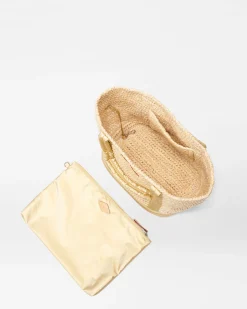 MZ Wallace Raffia|Totes|Small Raffia Tote SequinRaffia/LightGoldPearlMetallic