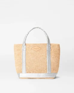 MZ Wallace Raffia|Totes|Small Raffia Tote MatteSilver
