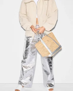 MZ Wallace Raffia|Totes|Small Raffia Tote MatteSilver