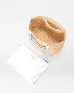MZ Wallace Raffia|Totes|Small Raffia Tote MatteSilver