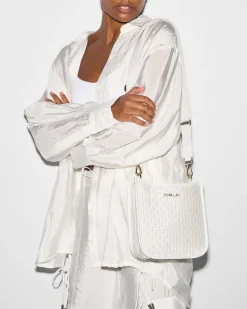 MZ Wallace Crossbody|Small Woven Box Crossbody PearlMetallic