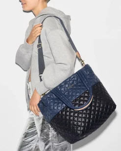 MZ Wallace Travel|Metro|The Metro Tote® Deluxe - Medium Black/NavyColorBlock