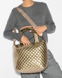 MZ Wallace Metro|Totes|The Metro Tote® Deluxe - Medium AntiqueGoldMetallic