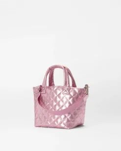 MZ Wallace Metro|Crossbody|The Metro Tote® Deluxe - Micro RoseMetallicLeather