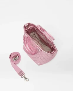 MZ Wallace Metro|Crossbody|The Metro Tote® Deluxe - Micro RoseMetallicLeather