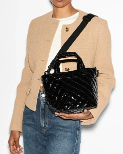 MZ Wallace Metro|Crossbody|The Metro Tote® Deluxe - Micro BlackLacquer