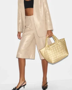 MZ Wallace Metro|Totes|The Metro Tote® Deluxe - Small LightGoldPearlMetallic