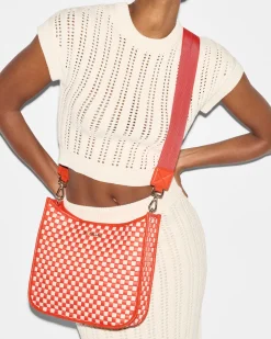 MZ Wallace Crossbody|Woven Box Crossbody Sandshell/PoppyWoven