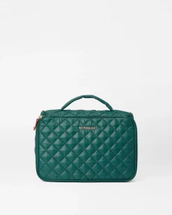 MZ Wallace Accessories|Metro|Zip Round Cosmetic Emerald