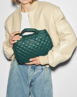 MZ Wallace Accessories|Metro|Zip Round Cosmetic Emerald